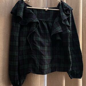 Plaid Ruffle Women's Top